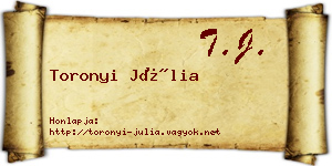 Toronyi Júlia névjegykártya