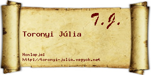 Toronyi Júlia névjegykártya